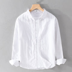 Men's New Cotton and Linen Casual All-match Long-sleeved Shirt