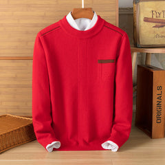 Casual warm loose fit jacquard crew neck sweater