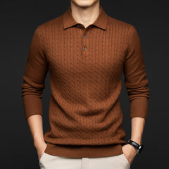 Men's Jacquard Warm Business Casual Lapel Sweater