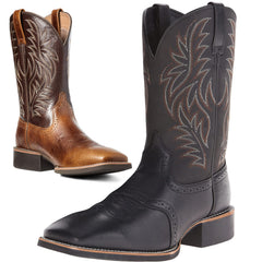 Men's High-top Retro Embroidered Carved Patchwork Western Cowboy Boots