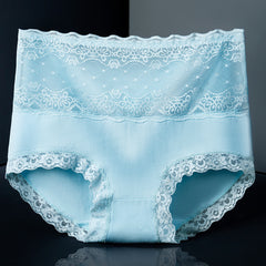Ladies Pure Cotton High Waist Lace Breathable Plus Size Briefs