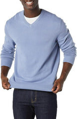 Men's Solid Color V-neck Sweater