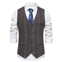 New Men's Striped Retro Business Casual Professional Vest