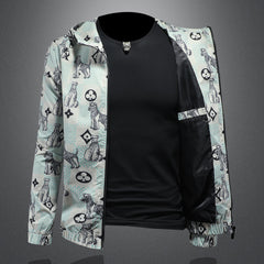 2024 Men's New Fashion Printed Casual All-match Hooded Jacket