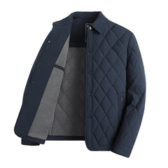 Men's New Winter Mulberry Silk Lapel Business Cotton Coat