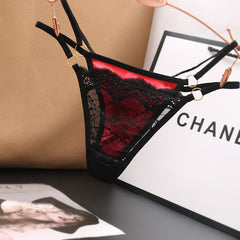 Sexy Satin Lace Low Rise Hollow Thong