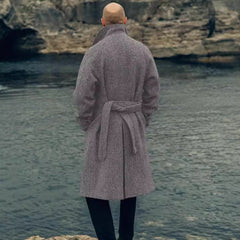 Men's Woolen Plaid Double-breasted Cotton Thick Coat
