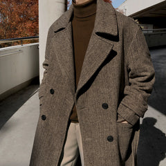 Men's Winter Thick Woolen Coat Long Loose Windbreaker