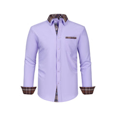 Men's Colorblock Plaid Collar Casual Super Stretch Shirt