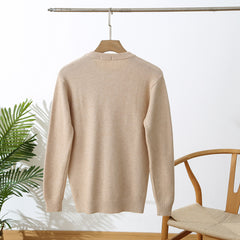 Men's Solid Color Round Neck Three-dimensional Jacquard New Winter Base Warm Sweater