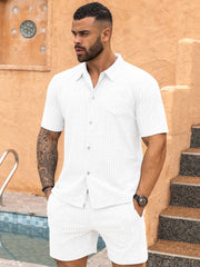 2024 Summer New Men's Jacquard Knitted Casual Sports Suit