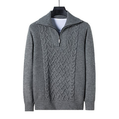 Thick lapel buttonhole thick needle zipper sweater