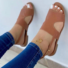 Leopard print oversized buckled flat casual sandals