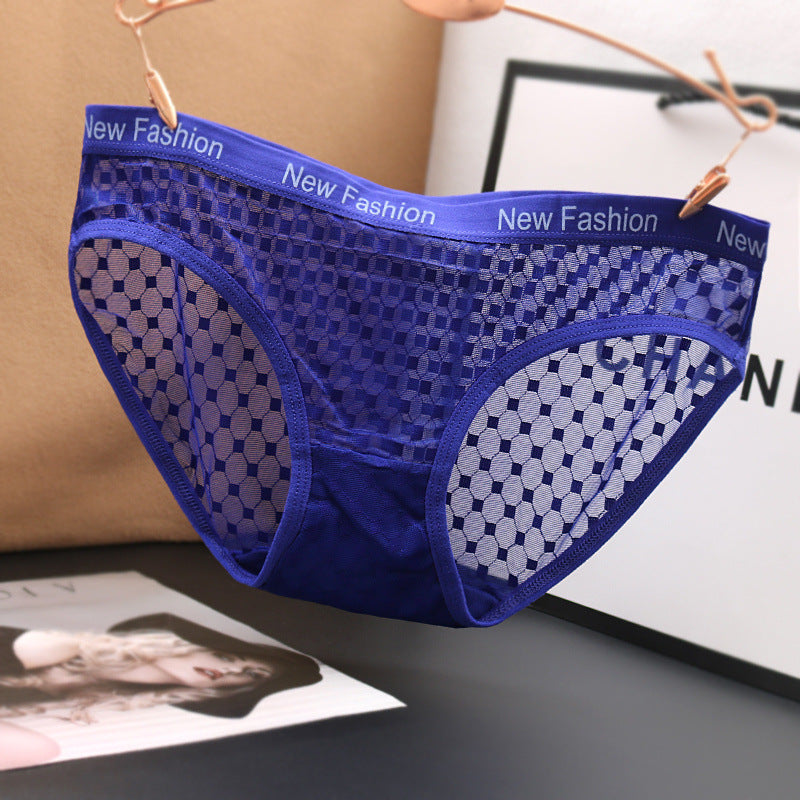 Sexy Transparent Low-waist Ultra-thin Mesh Fashion Printed Briefs