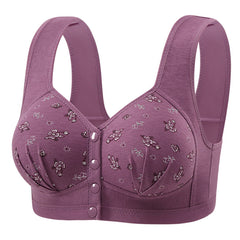 Front Button Large Size Wire-Free Printed Bra