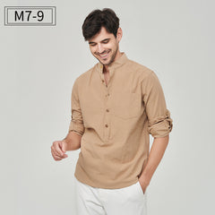Men's Pure Cotton Stand Collar Linen Shirt