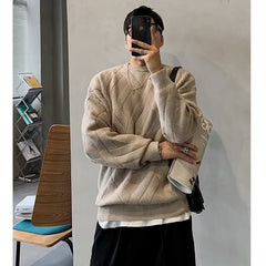 Men's Round Neck Pullover Casual Loose Thickened Sweater