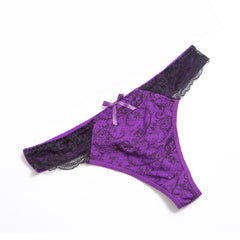 Lace print sexy solid color panties
