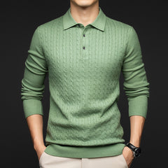 Men's Jacquard Warm Business Casual Lapel Sweater