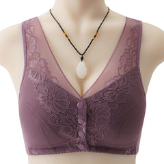 New Lace Front Button No Wire Plus Size Bra