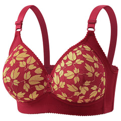 Lace Trim Large Size Wire-Free Push-Up Bra