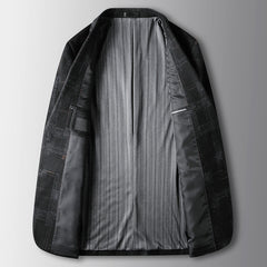 Men's Casual Business Wool Check Print Blazer