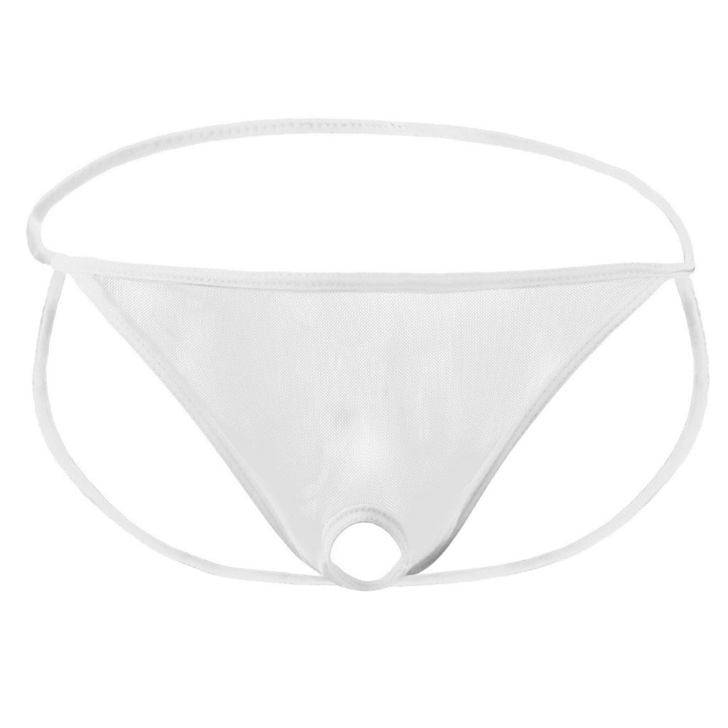 Men's Sexy Transparent Mesh Open Low Rise Thong