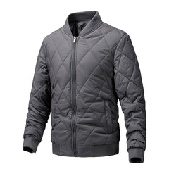 Men's Stand Collar Zippered Cotton Casual Jacket