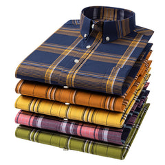 Men's Cotton Plaid Long Sleeve Shirt