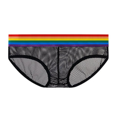 Men's Mesh Rainbow Belt Breathable See-through Sexy Briefs
