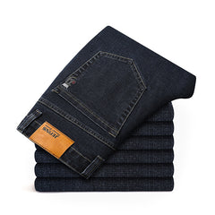 stretch straight-leg baggy jeans