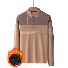 Men's Winter Business Casual Plus Velvet Comfortable High-quality Long-sleeved POLO Shirt