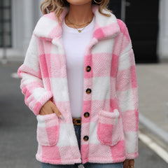 Winter Lapel Plaid Double-sided Velvet Casual Jacket