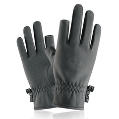 Outdoor windproof zipper touch screen men's warm plus velvet thick gloves