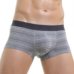 Men's Solid Color Breathable Cotton Stretch Comfortable Striped Boxer Briefs