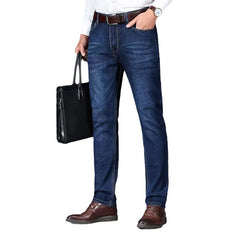Loose straight-leg stretch casual jeans