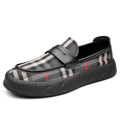 Black men's stylish casual leather shoes