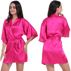 Ladies Satin Skin Friendly Cardigan Nightgown