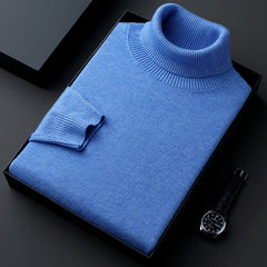Men's New Winter Thickened and Velvet Warm Casual Solid Color Turtleneck Sweater