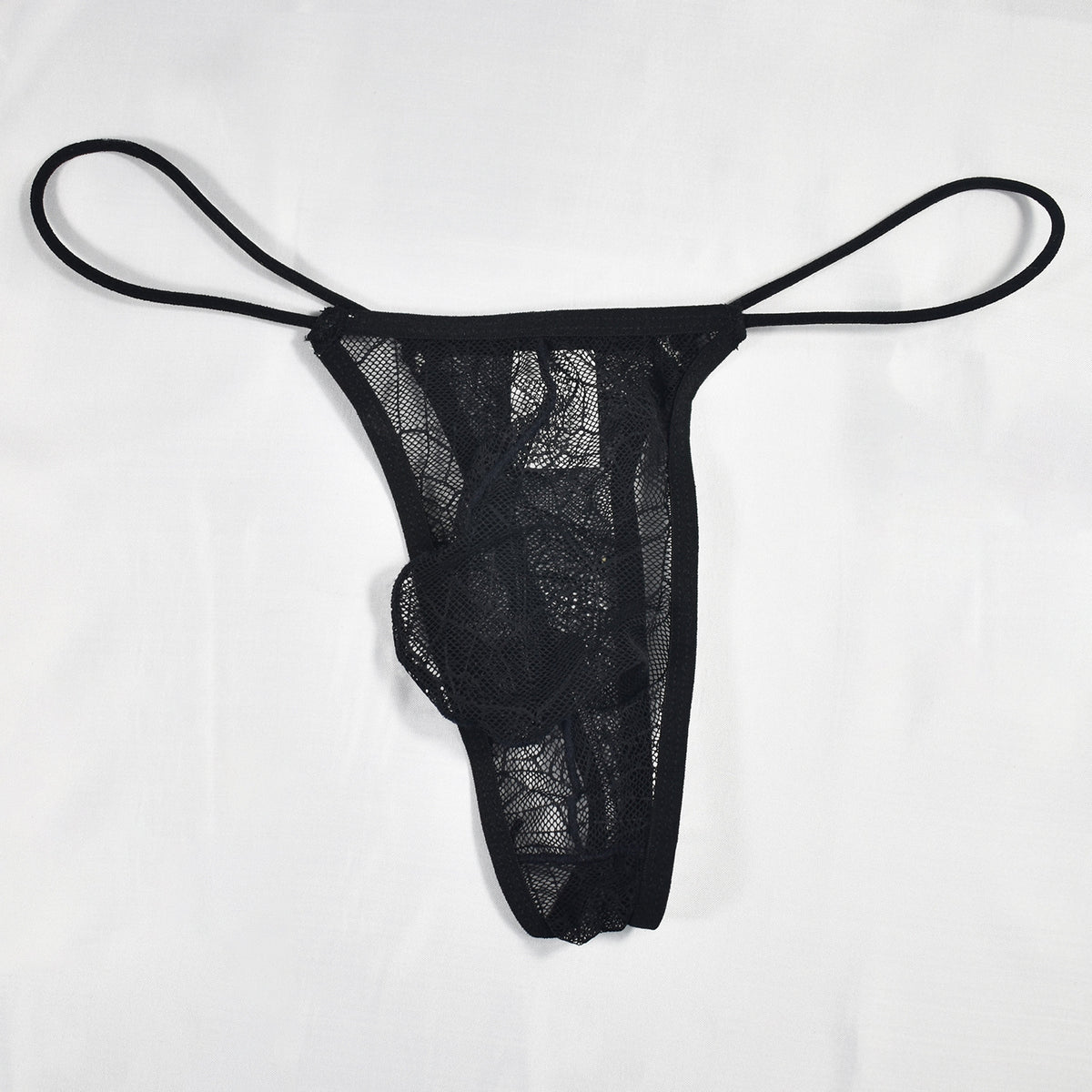 Men's Lace Spider Web Jacquard Pouch Thong