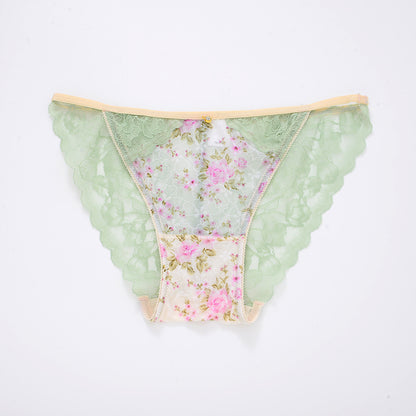 Breathable sexy non-hollow lace mesh panties