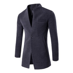 Men's Solid Color Slim Woolen Coat