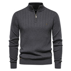 Men's Stand Collar Half Zip High Quality Sweater