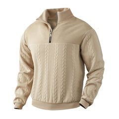 Retro Casual Stand Collar Zipper Jacquard Knitted Sweatshirt