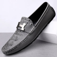 Crocodile-print Driving Loafers