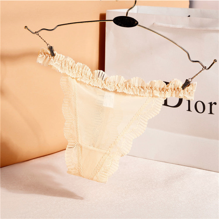 Lace Mesh Transparent Breathable Sexy Low Waist Sweet Thong