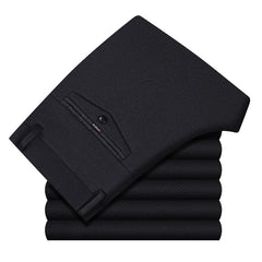 Men's Thickened High Waist Elastic Straight Warm Non-iron Casual Pants