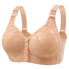 Adjustable shoulder straps front buckle breathable cotton non-wired bra