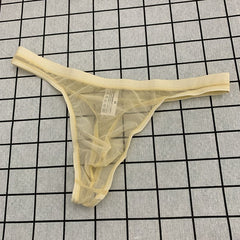 Men's Transparent Sexy Breathable Mesh Ice Silk Low Waist Thong