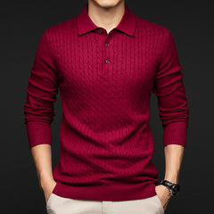 Men's Jacquard Warm Business Casual Lapel Sweater